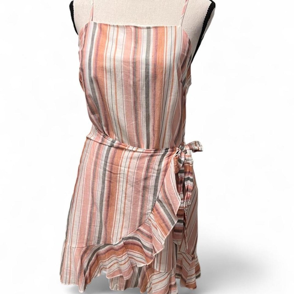 Altar'd State Striped Wrap Dress Women's Large Spaghetti Straps Cotton Feminine